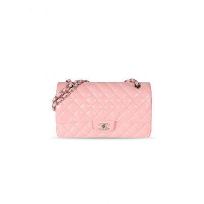 CHANEL PINK LAMBSKIN MEDIUM CLASSIC DOUBLE FLAP BAG (25*16*7cm)